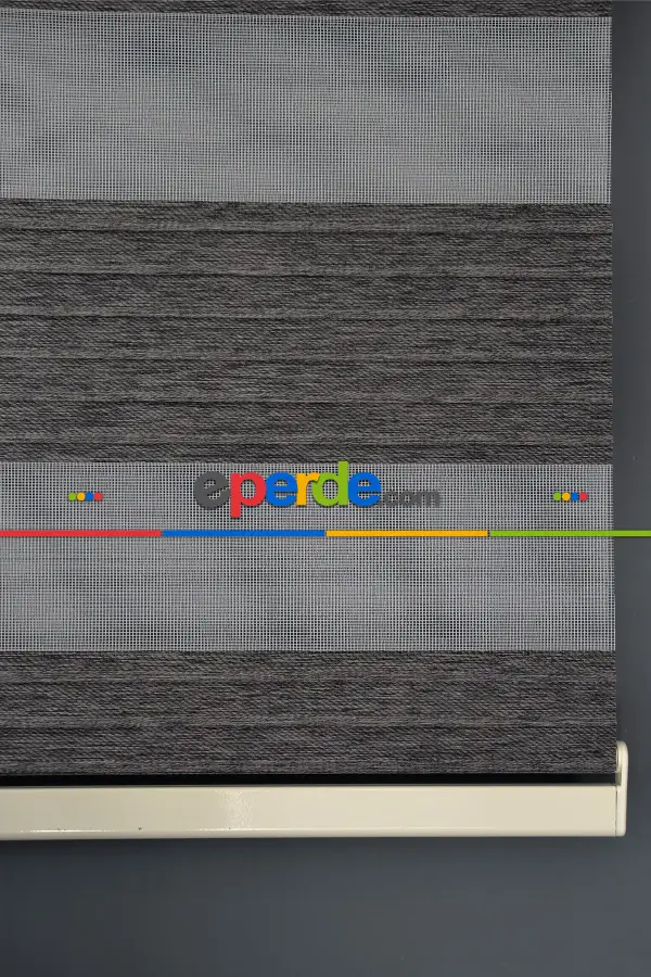 Halim Perdesan Kb-07 Siyah Renk Etekli Veya Eteksiz Karartma Zebra Stor Perde