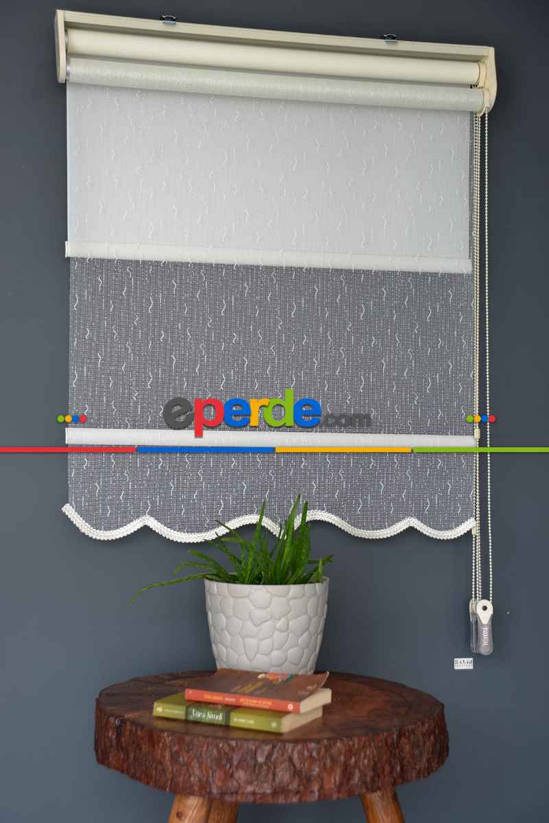 Halim Perdesan Dacuz-91 Beyaz Renk Etekli Veya Eteksiz Çift Mekanizmalı Tül Stor Perde