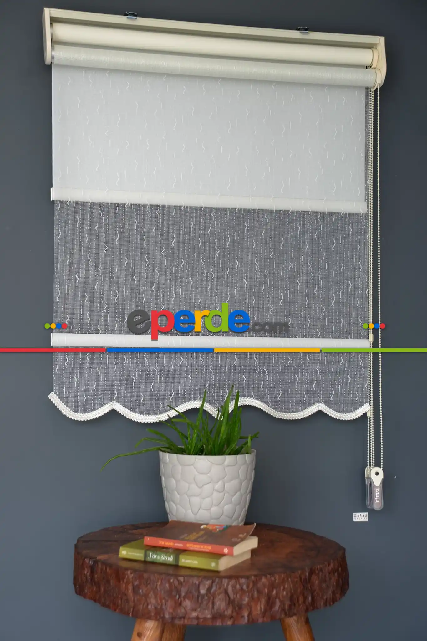 Halim Perdesan Dacuz-91 Beyaz Renk Etekli Veya Eteksiz Çift Mekanizmalı Tül Stor Perde