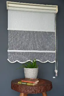 Halim Perdesan Dacuz-91 Beyaz Renk Etekli Veya Eteksiz Çift Mekanizmalı Tül Stor Perde