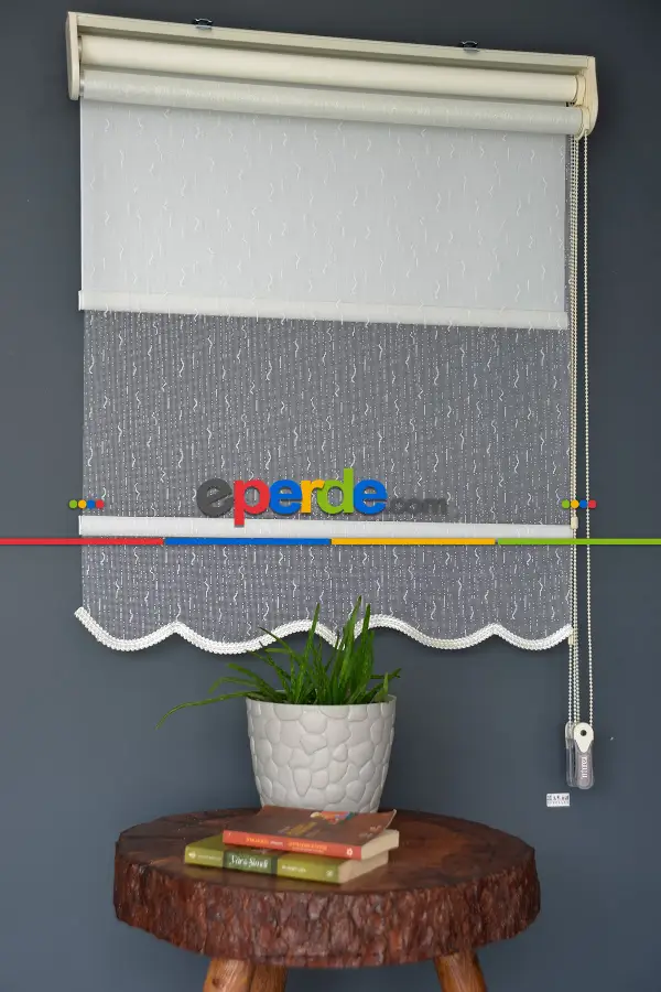 Halim Perdesan Dacuz-91 Beyaz Renk Etekli Veya Eteksiz Çift Mekanizmalı Tül Stor Perde