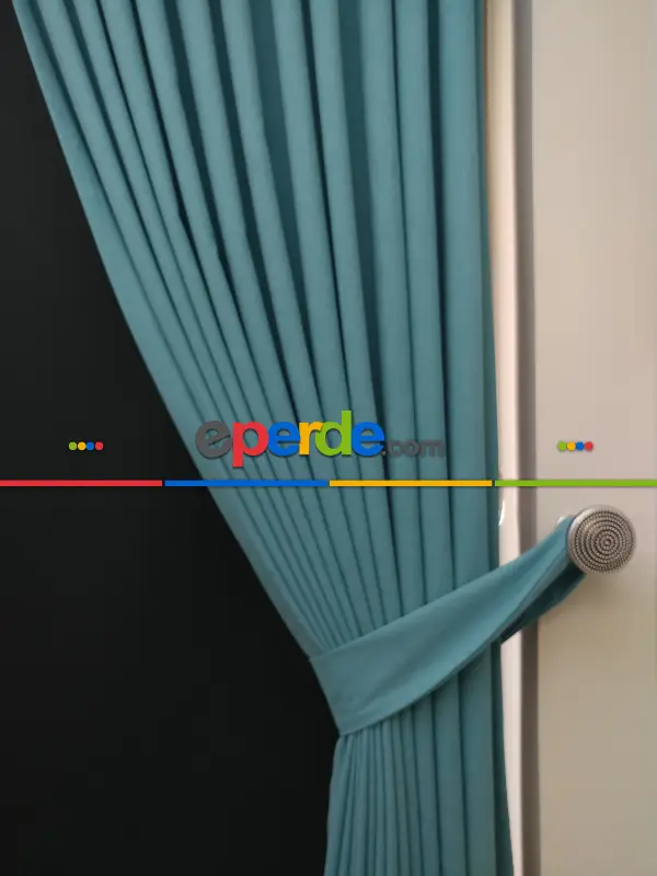 Düz Renk Dökümlü Fon Perde (150)- Mavi