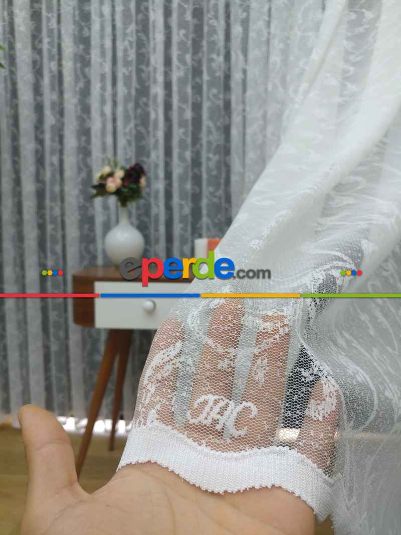 Yatak Odası - ( Orjinal ) Taç Salon Fransız Dantel Sarmaşık Tül Perde 