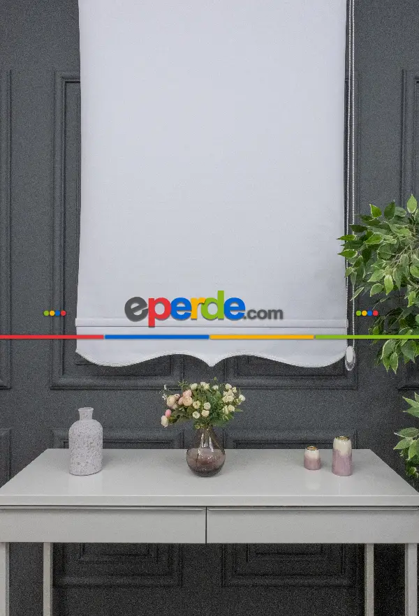 Stor Perde Düz Polyester Stor Güneşlik 1 Kalite Yıkanabilir Çiğ Beyaz