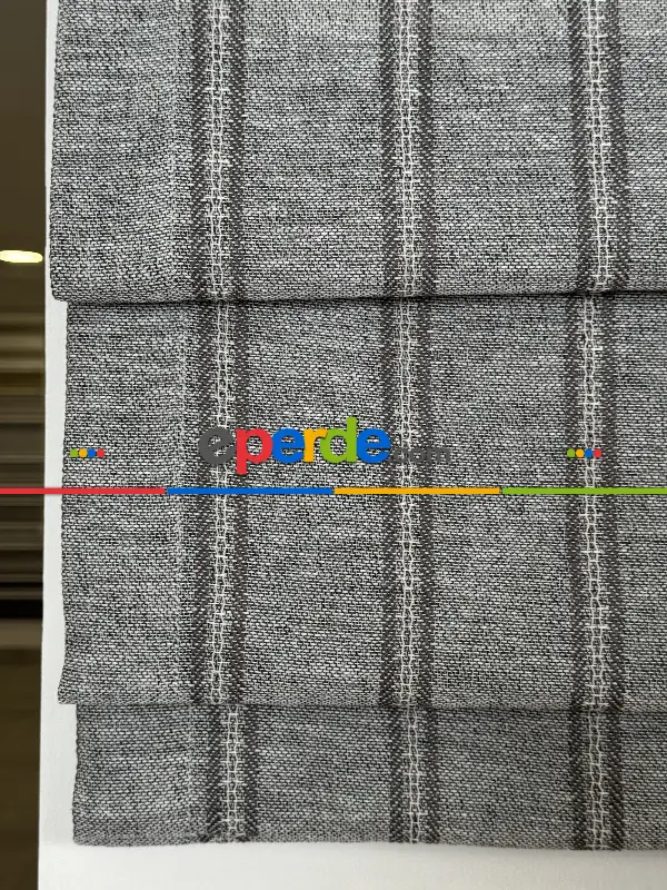 Gri Naturel Keten Katlamalı Perde