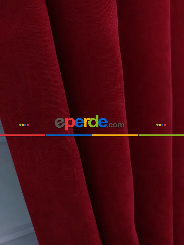 Kırmızı - Düz Fon Perde- Kırmızı