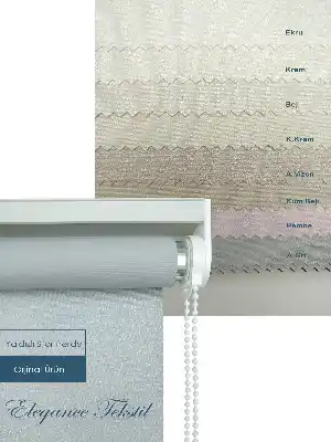 Yaldızlı Stor Perde Pastel Simli Serisi (pvc Kaplama) Kalın Dokulu 8 Farklı Renk- Krem Koyu
