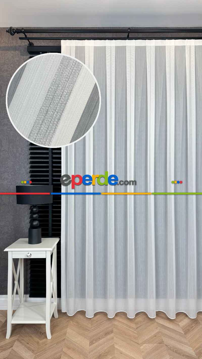 Salon - Ekru Bambu Tül Perde, Seyrek Pile