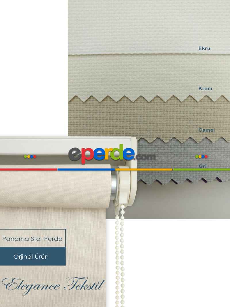 Yatak Odası Stor Perde - Stor Perde Panama Serisi Kalın Dokulu - Krem Gri- Gri-füme-antrasit-krem-ekru-camel