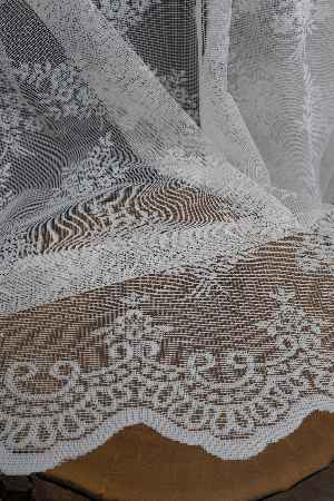 Fransız Dantel Tül - Çiçek Motifli - Ütü İstemez- Ekru