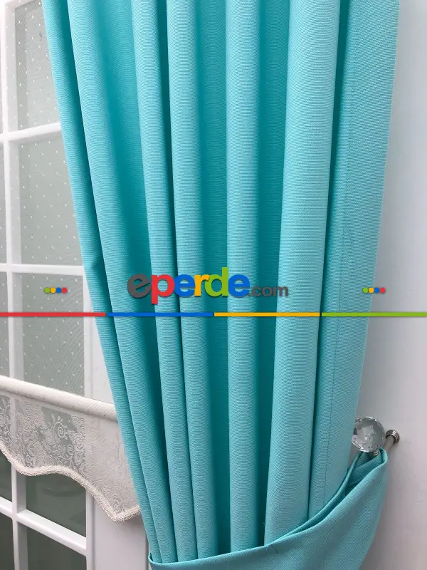 Turkuaz Renk Düz Fon Perde- Turkuaz Yeşili Ara Renk-turkuaz