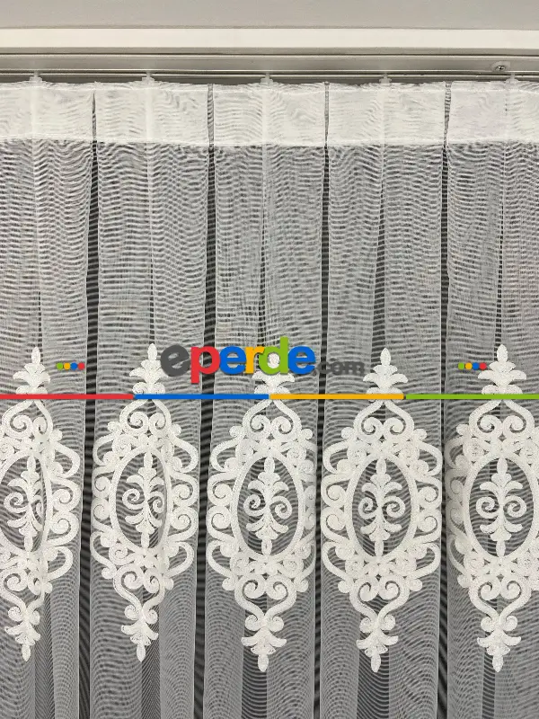 Pırıltı Zemin Nakışlı Tül- Ütü İstemez