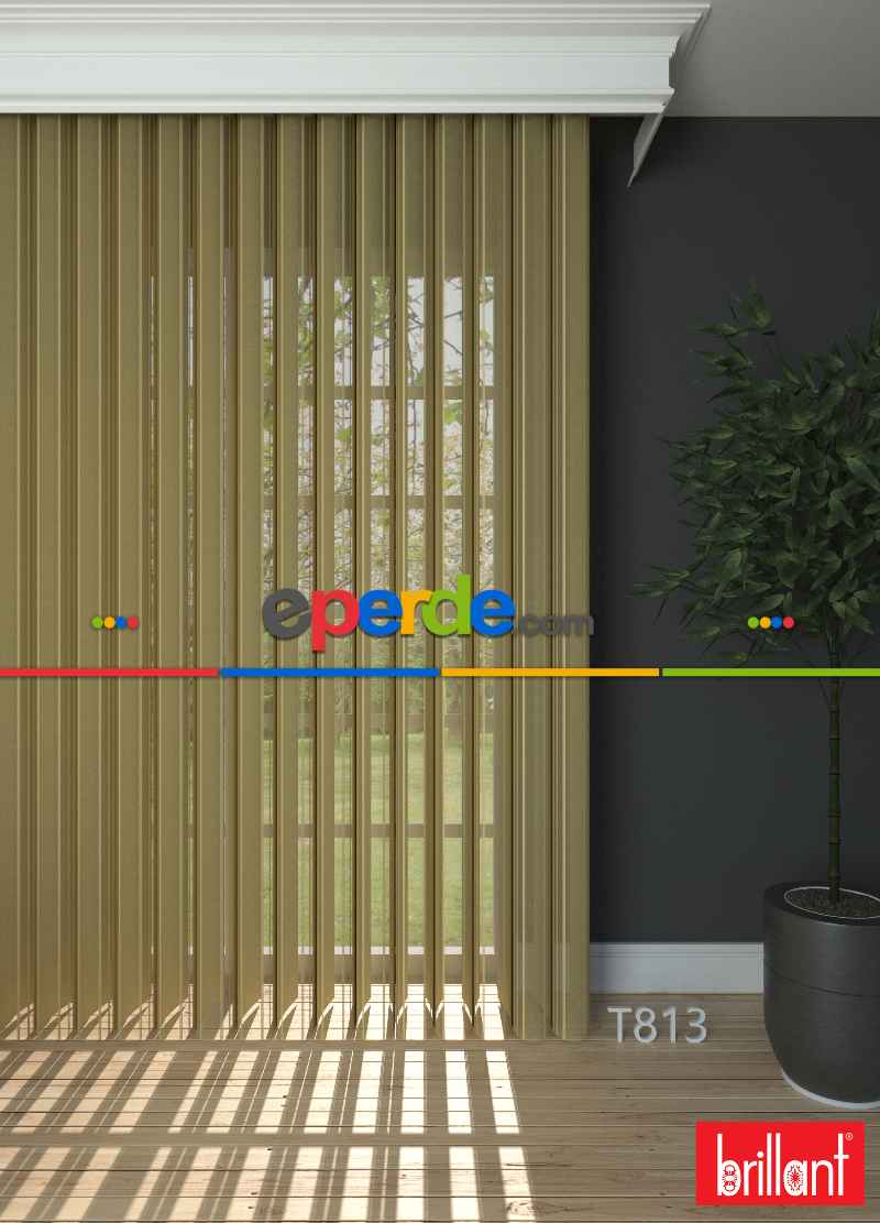 Brillant Akıllı Tül Perde Hardal Renkli Tül Dikey Zebra Perde Düz 1. Kalite