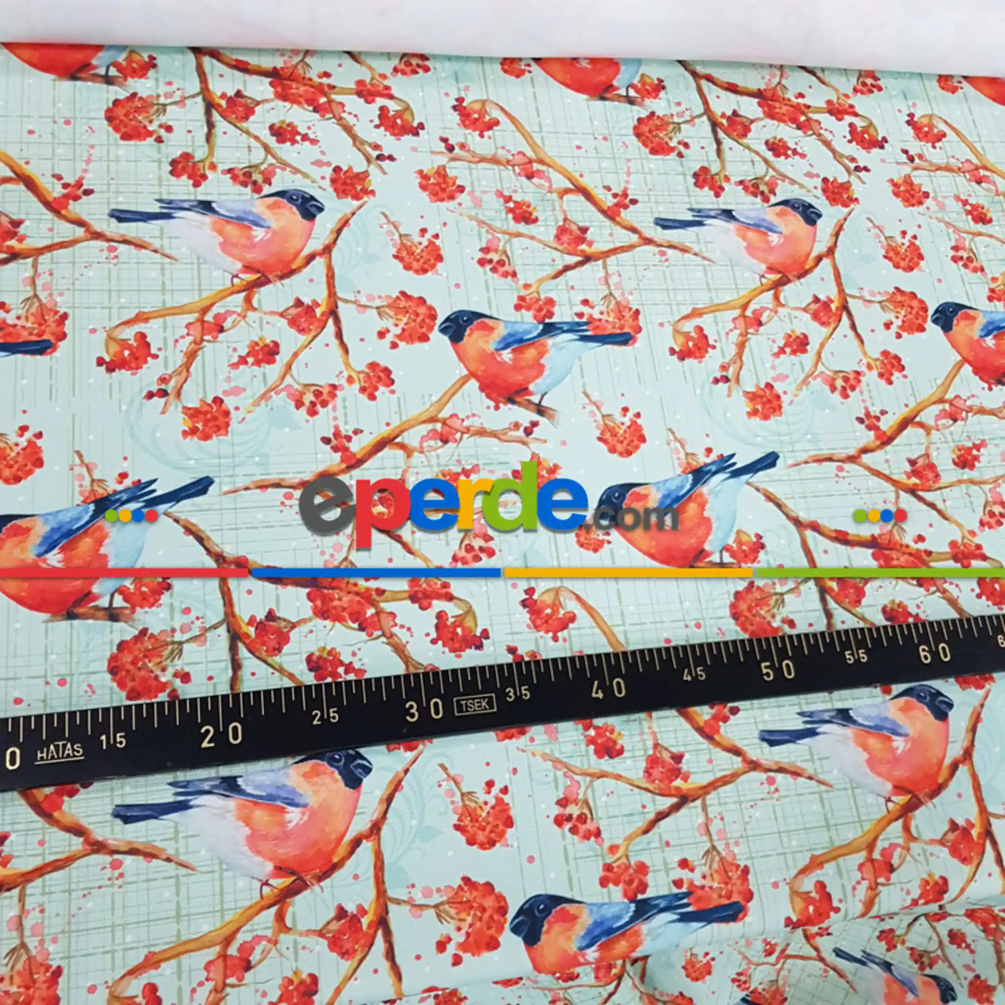 Mutfak Perdesi Kanat Fon Perde Kuş Desenli- Beyaz