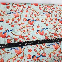 Mutfak Perdesi Kanat Fon Perde Kuş Desenli- Beyaz