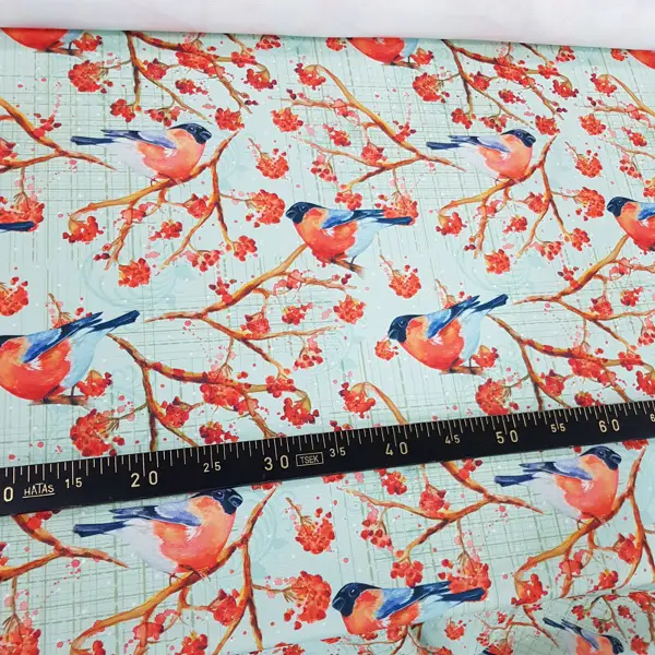 Mutfak Perdesi Kanat Fon Perde Kuş Desenli- Beyaz