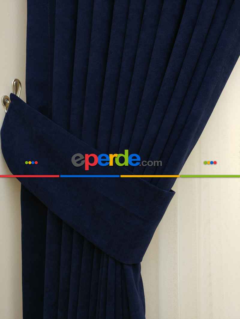 Lacivert Düz Fon Perde Dökümlü Birinci Kalite 300 Cm Geniş En Daha Hesaplı- Lacivert