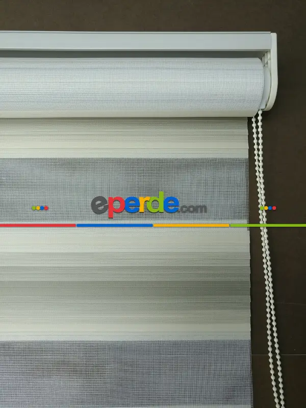 Yatak Odası - Zebra Perde - Degrade Renk Geçişli Pileli Zebra Perde- Bej-açık Vizon