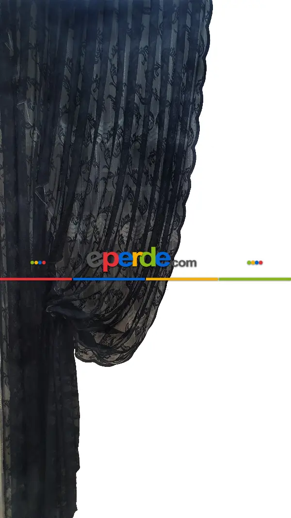 Salon - Tül Fon Siyah Fon Perde- Siyah 70cm X 1cm 