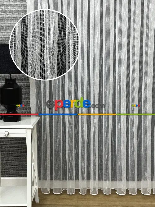 Şantuk İplikli Düz Tül - Ütü İstemez - Kurşunlu Tül