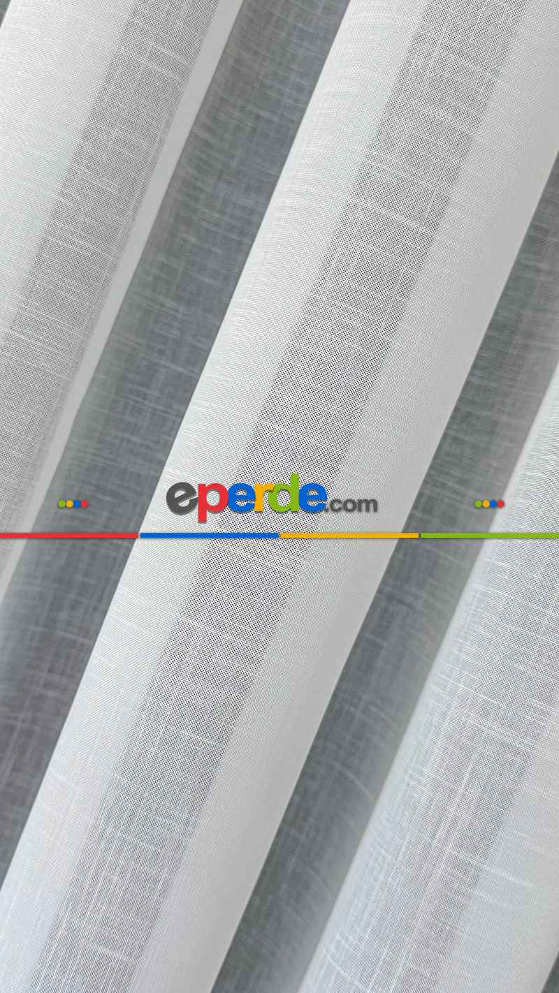 Ekru Naturel Keten Tül Perde - Ütü İstemez - Kurşunlu - S Pile Seçenekli - Premium Kalite