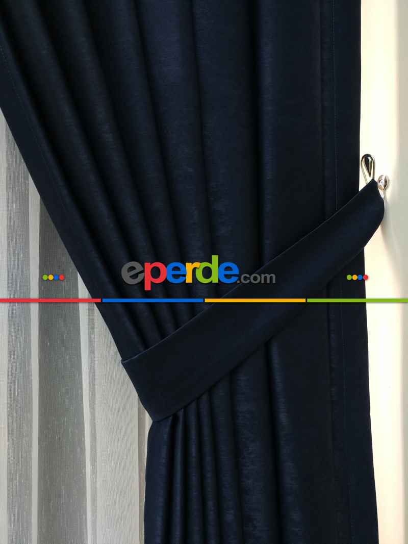 Soft Lacivert Fon Perde (180)- Lacivert