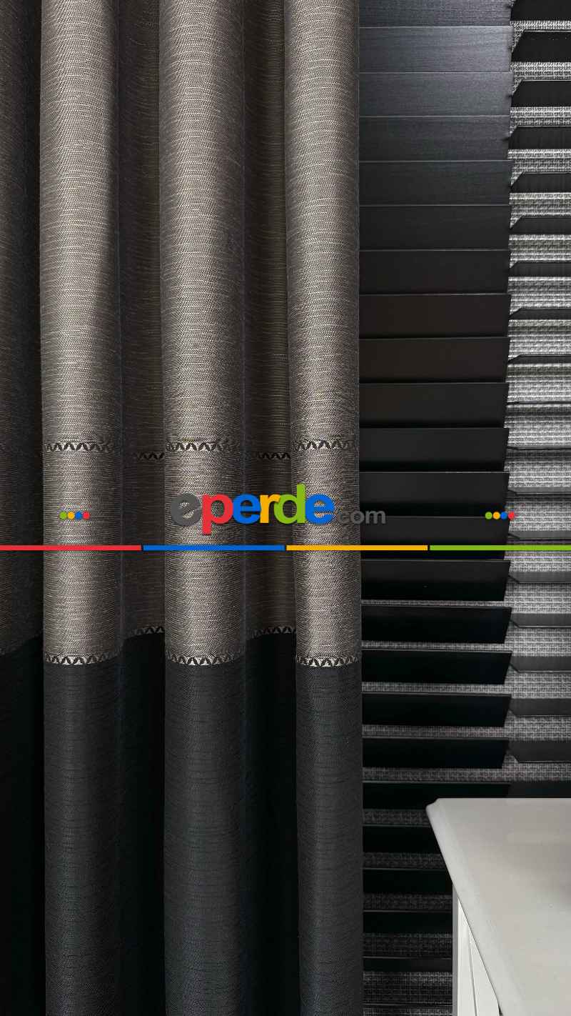 Açık Kahve Rengi / Siyah Fon Perde, Premium Serisi