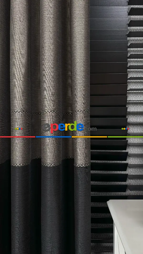 Açık Kahve Rengi / Siyah Fon Perde, Premium Serisi