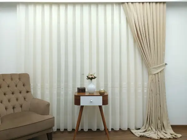 Açık Bej - Düz Fon Perde ( Dökümlü Fon )- Krem