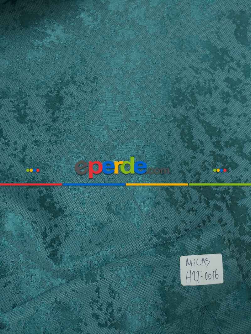 Koyu Mint Rengi Kendinden Desenli Jakar Fon Perde (285 En)- Petrol Mavisi