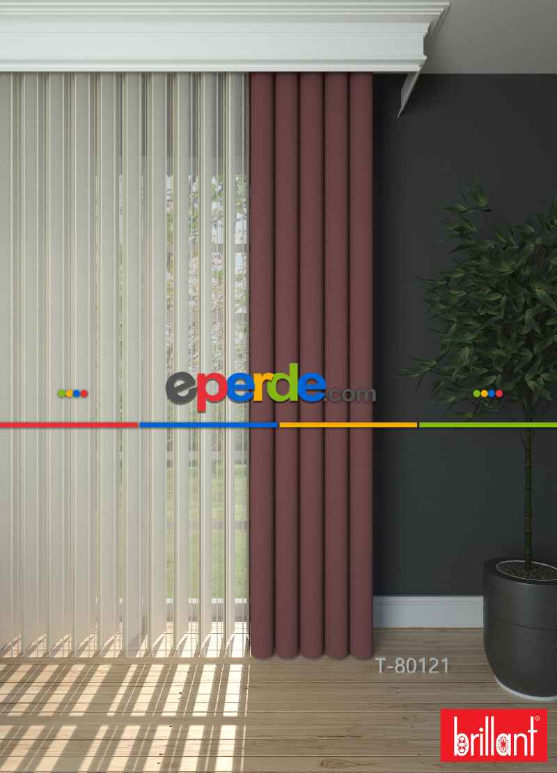 Brillant Akıllı Tül Perde Gül Kurusu Renkli Tül Dikey Zebra Perde Düz 1. Kalite