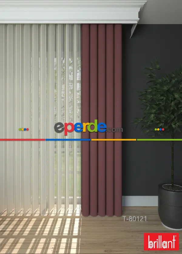 Brillant Akıllı Tül Perde Gül Kurusu Renkli Tül Dikey Zebra Perde Düz 1. Kalite