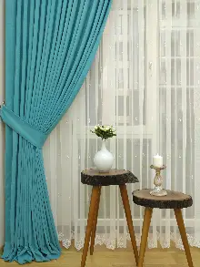 Açık Petrol Düz Fon Perde Dökümlü Birinci Kalite 300 Cm Geniş En Daha Hesaplı- Petrol Mavisi