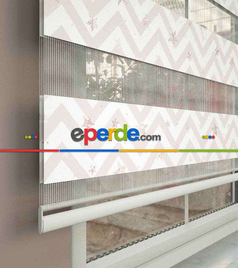 Yıldız Desenli Baskılı Zebra Perde- Çok Renkli