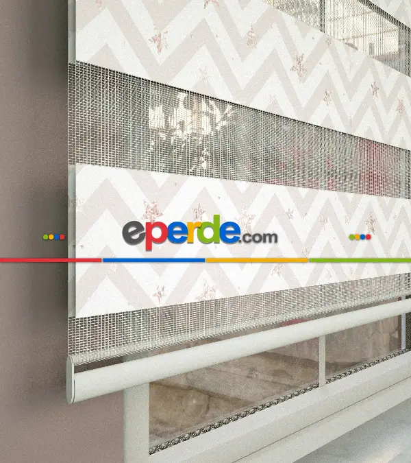 Yıldız Desenli Baskılı Zebra Perde- Çok Renkli