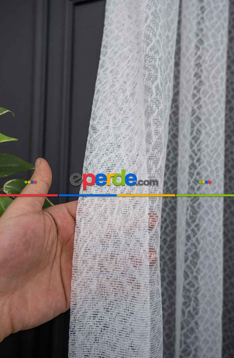 Yatak Odası - Spor Desen Fransız Dantel Tül Perde 