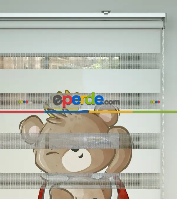 Sevimli Hayvan Desenli Baskılı Zebra Perde- Çok Renkli