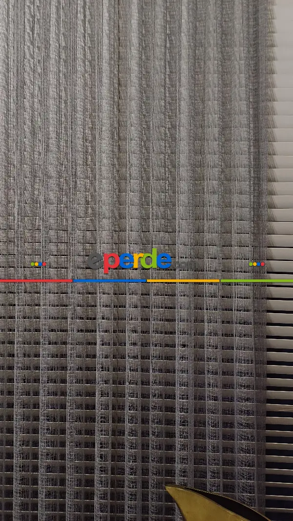 Avangard Tığ Örme Koyu Gri Renk File Tül Perde