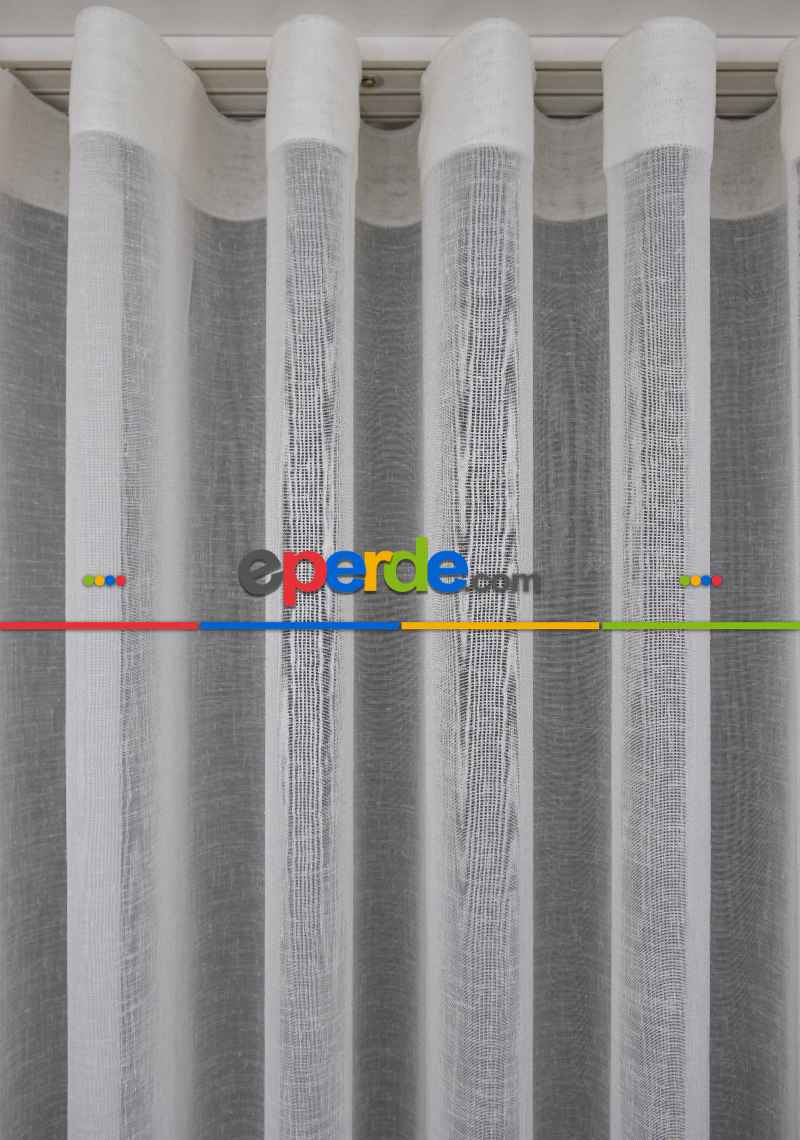 Keten Tül Ütü İstemez Dökümlü Tül - İtinalı Dikiş - S Pile