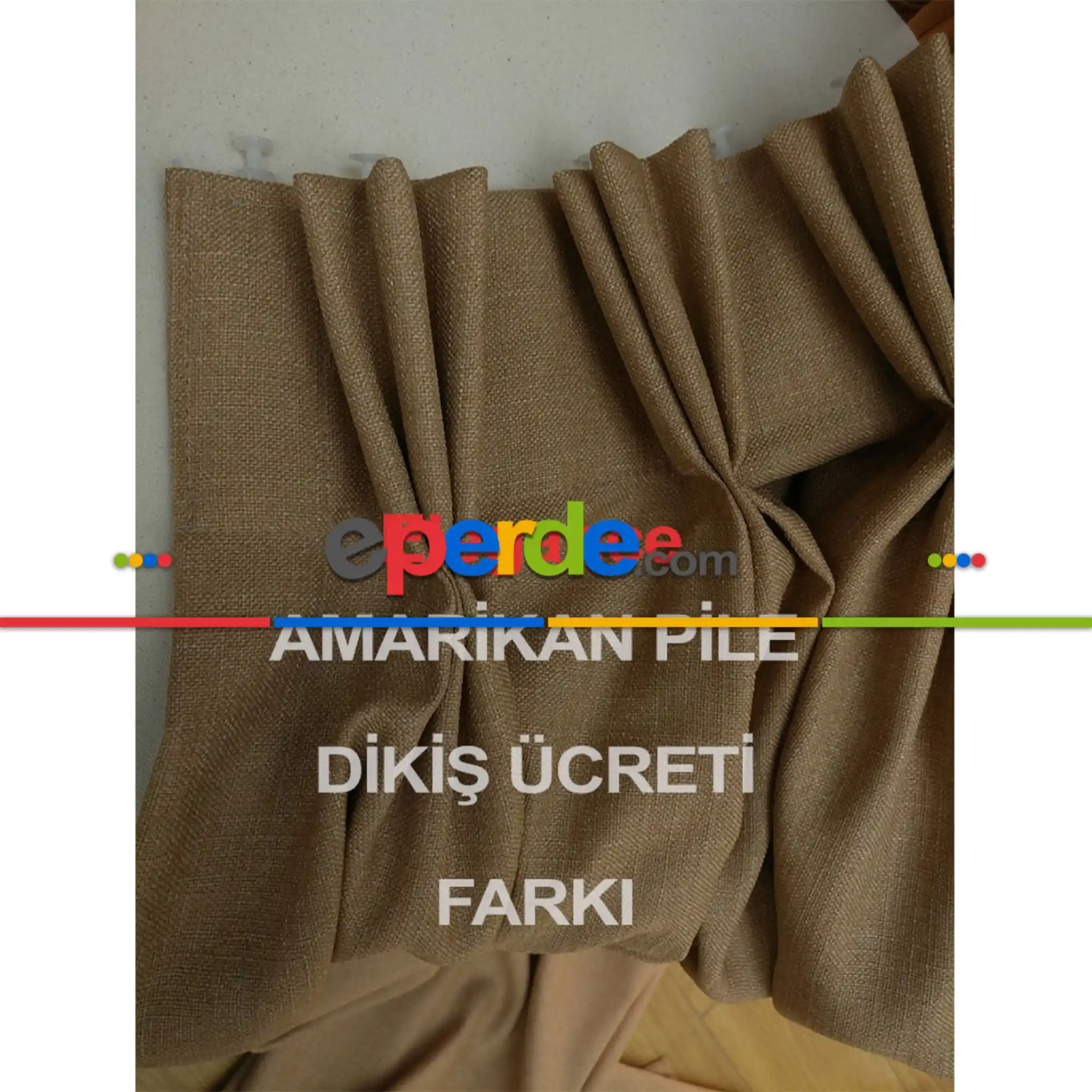 Amerikan Pile Dikiş Modeli Perde- Çok Renkli 2
