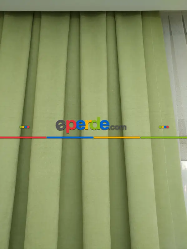 Yeşil Düz Fon Perde 180cm En- Açık Yeşil