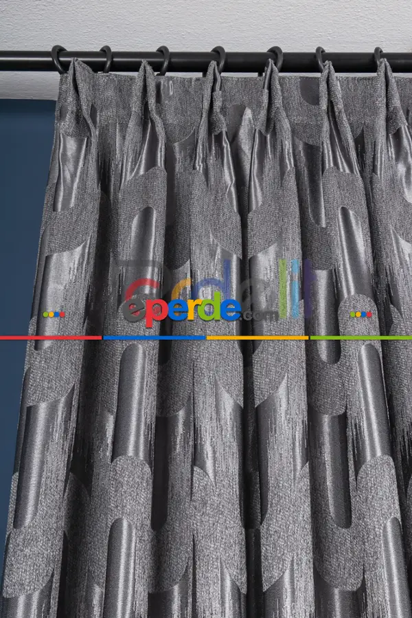 Avantgarde Antrasit Dalgalar Desenli– Modern Jakar Dokuma Fon Perde