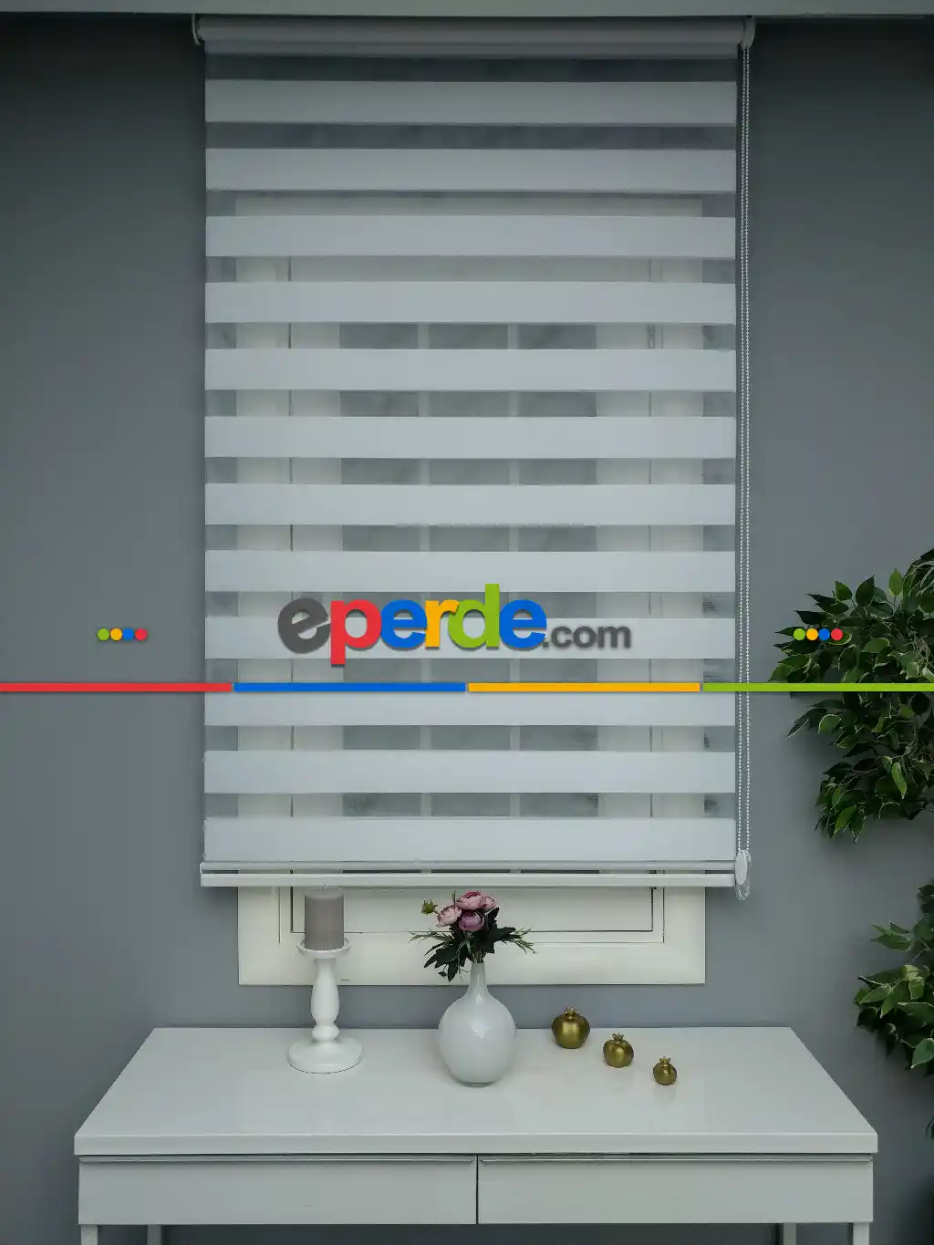 Mutfak- Perle Home Düz Zebra Perde Beyaz
