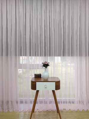 Toz Pembe Ekru Degrade Geçişli Düz Tül Perde- Pembe-pembe Açık-ekru - Kurşunlu Tül