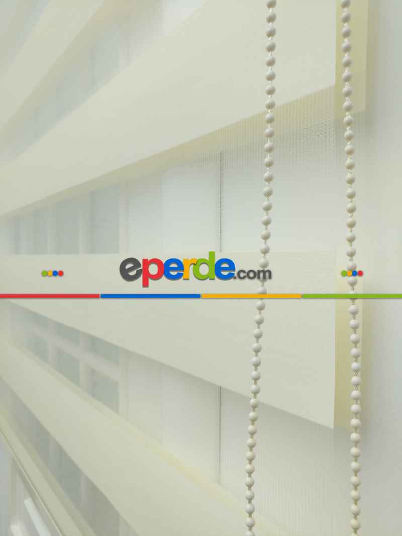 Krem Renk Bambu Zebra Perde (kalın Zeminli)- Krem