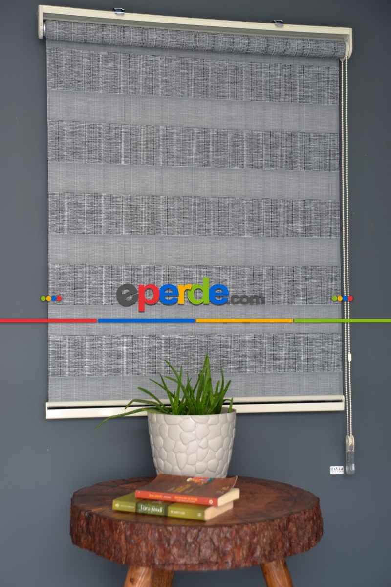 Halim Perdesan Jk-288 Siyah & Beyaz Renk Etekli Veya Eteksiz Zebra Stor Perde