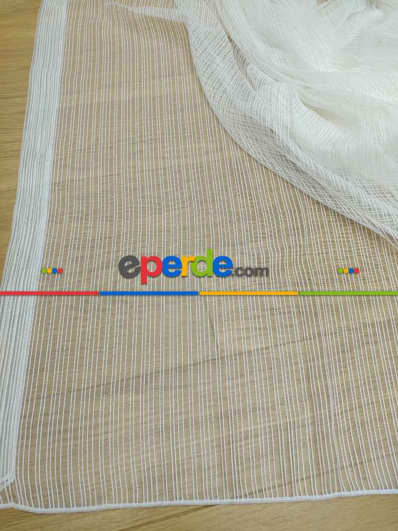 Oturma Odası - Zincir Desenli Düz Lüx Armür Tül Perde - Yüksek Gramajlı - (ütü Gerektirmez)- Ekru