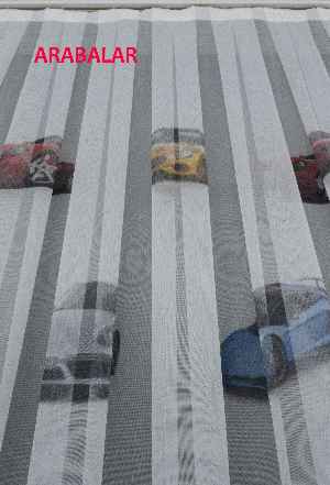 Çocuk Odası - Arabalar Desenli Modern Tül Perde - Elit Ürün