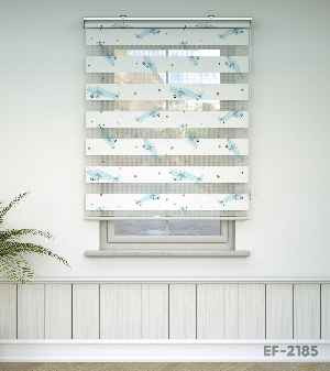 Uçak Desenli Baskılı Zebra Perde- Çok Renkli