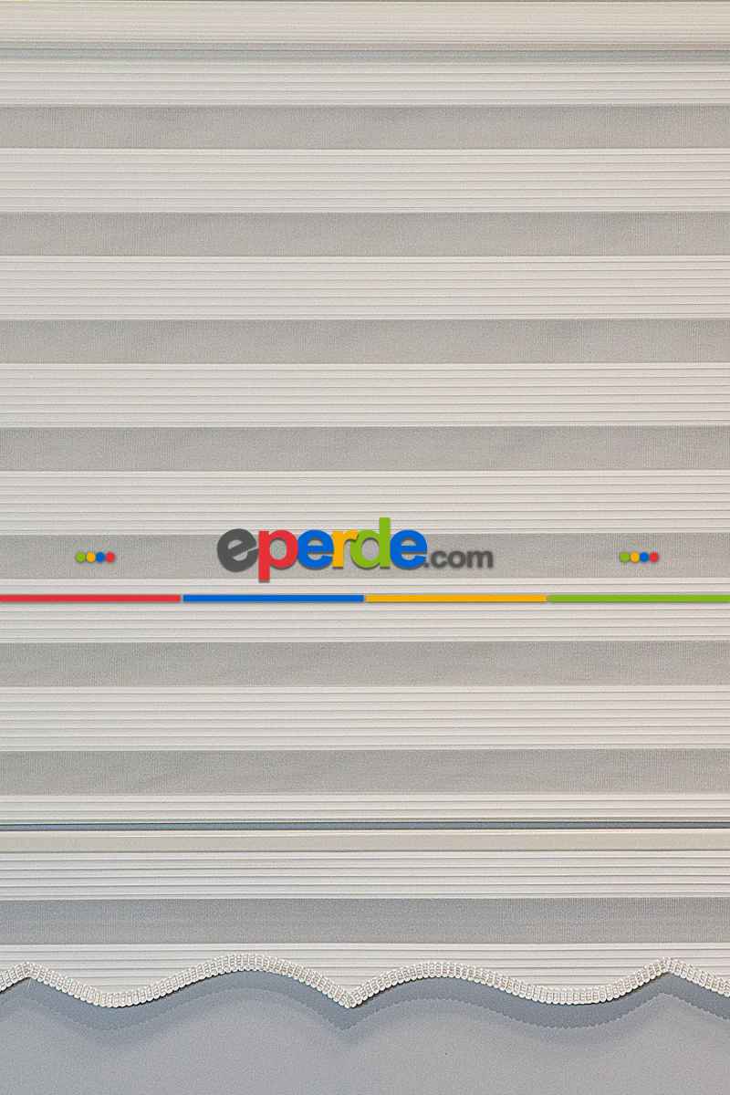 Brillant Beyaz/krem Boncuklu Boncuksuz Zebra Perde- Beyaz